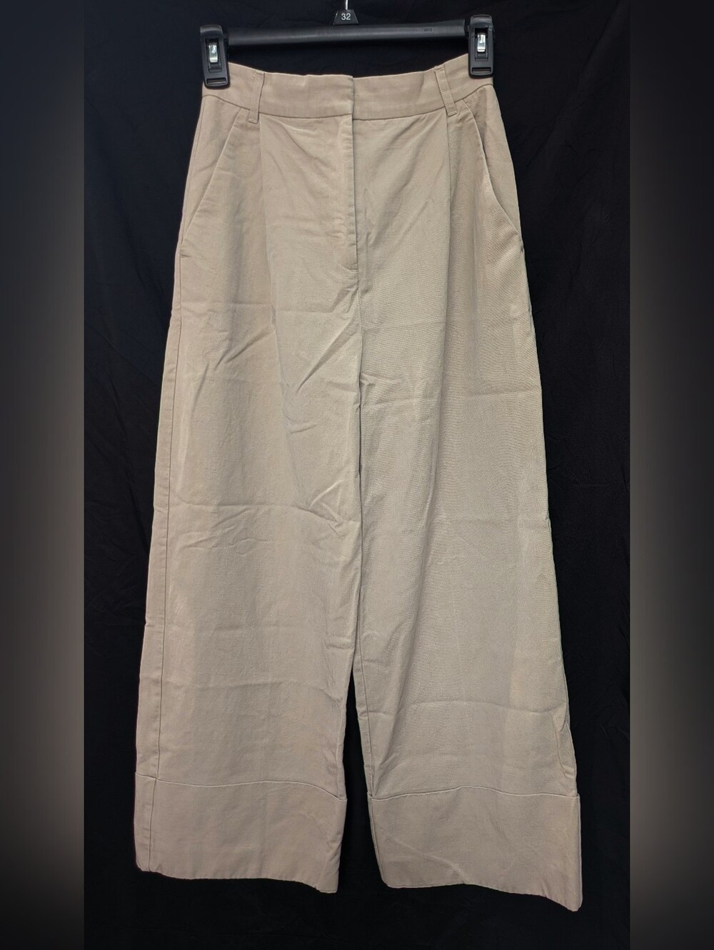 H&M Beige Cotton/Lyocell Wide Leg Pants - Size 0